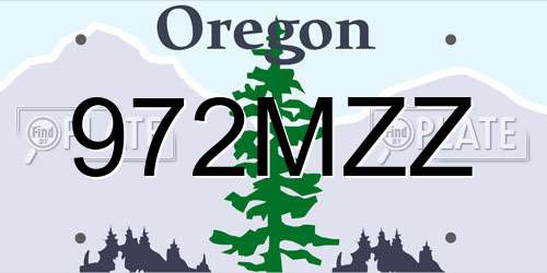 972MZZ Oregon License Plate
