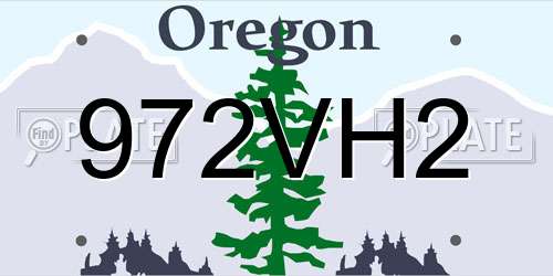 972VH2 Oregon License Plate