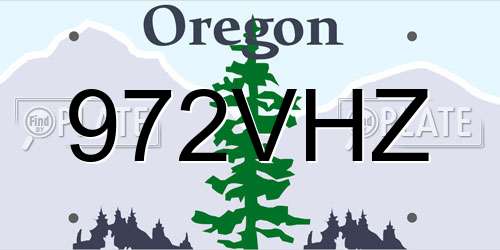 972VHZ Oregon License Plate