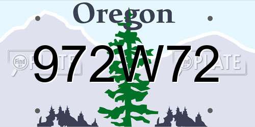972W72 Oregon License Plate