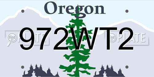 972WT2 Oregon License Plate