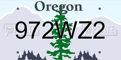 972WZ2 Oregon License Plate