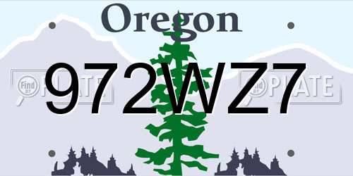 972WZ7 Oregon License Plate