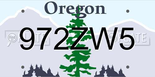972ZW5 Oregon License Plate