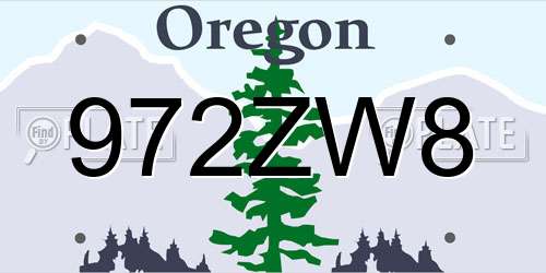 972ZW8 Oregon License Plate