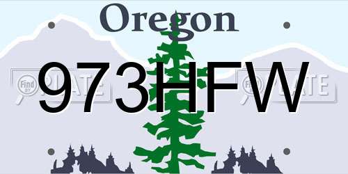 973HFW Oregon License Plate
