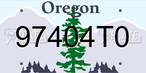 97404T0 Oregon License Plate