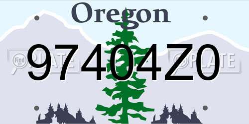 97404Z0 Oregon License Plate