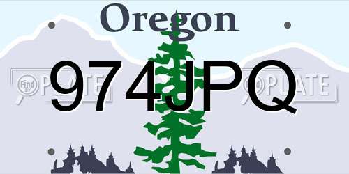 974JPQ Oregon License Plate