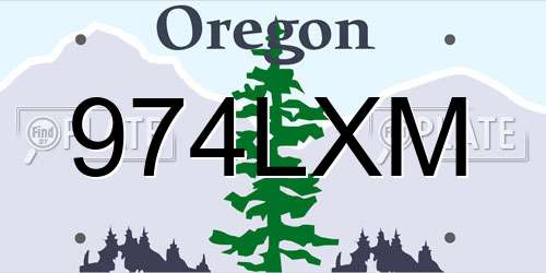 974LXM Oregon License Plate