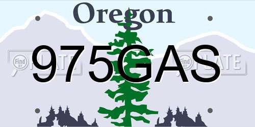 975GAS Oregon License Plate