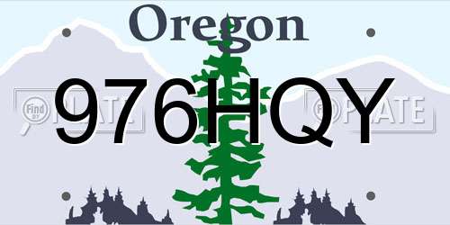 976HQY Oregon License Plate