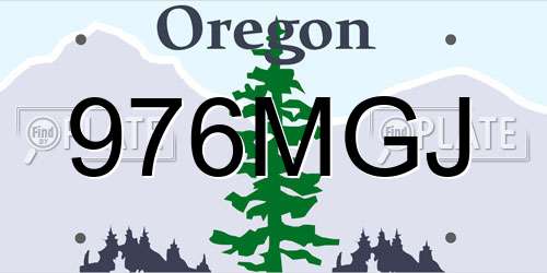 976MGJ Oregon License Plate