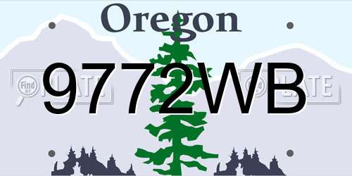 9772WB Oregon License Plate