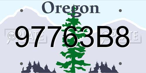 97763B8 Oregon License Plate