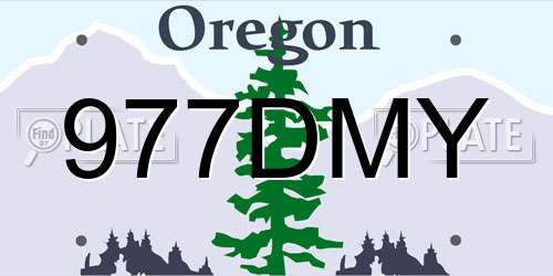 977DMY Oregon License Plate