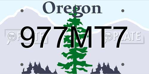977MT7 Oregon License Plate