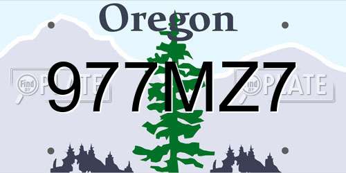 977MZ7 Oregon License Plate
