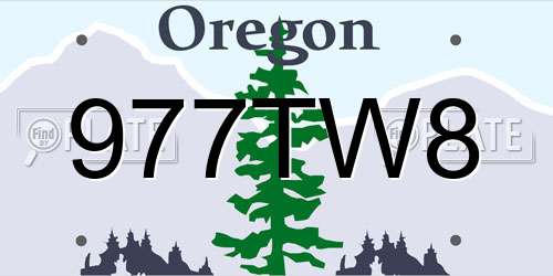 977TW8 Oregon License Plate