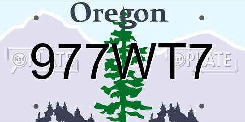 977WT7 Oregon License Plate
