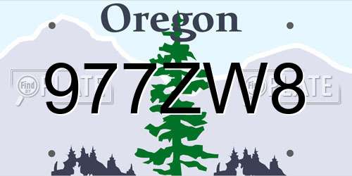 977ZW8 Oregon License Plate
