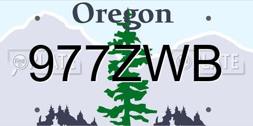977ZWB Oregon License Plate