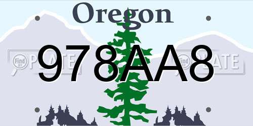 978AA8 Oregon License Plate
