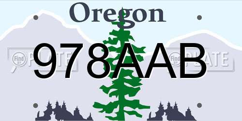 978AAB Oregon License Plate