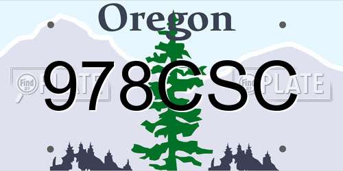 978CSC Oregon License Plate