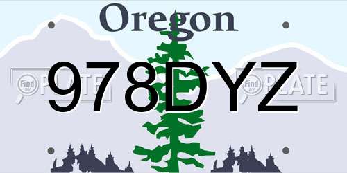 978DYZ Oregon License Plate