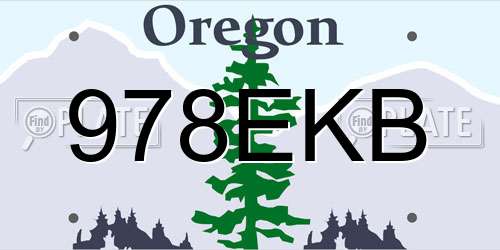 978EKB Oregon License Plate