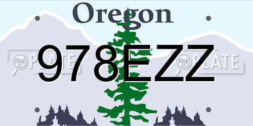 978EZZ Oregon License Plate