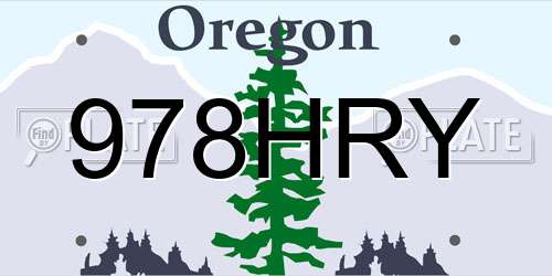 978HRY Oregon License Plate