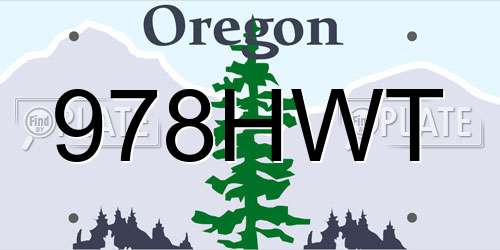 978HWT Oregon License Plate