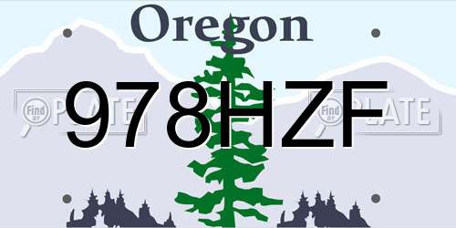 978HZF Oregon License Plate