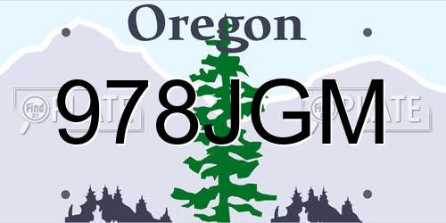 978JGM Oregon License Plate
