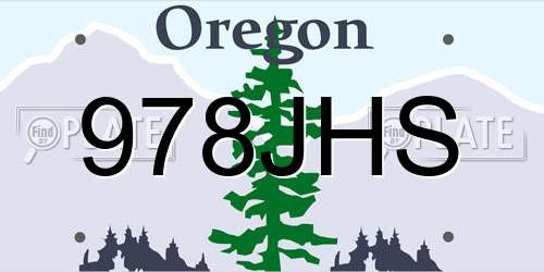 978JHS Oregon License Plate