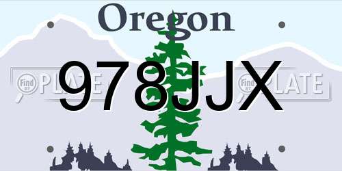 978JJX Oregon License Plate