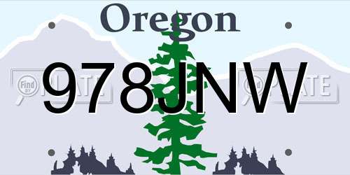 978JNW Oregon License Plate