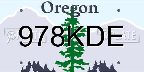 978KDE Oregon License Plate