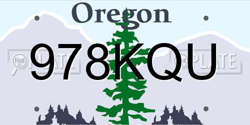 978KQU Oregon License Plate