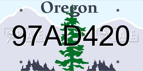 97AD420 Oregon License Plate