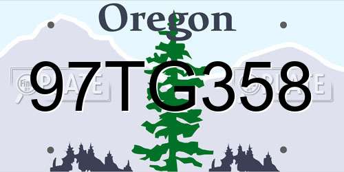 97TG358 Oregon License Plate