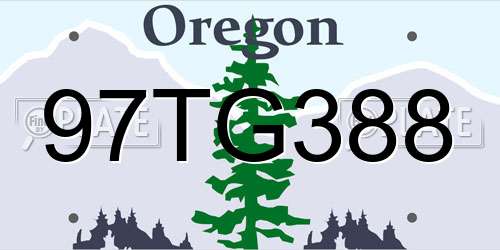97TG388 Oregon License Plate