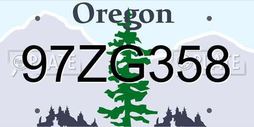 97ZG358 Oregon License Plate