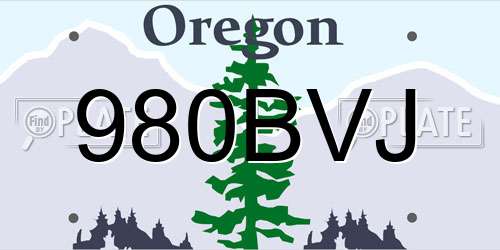 980BVJ Oregon License Plate