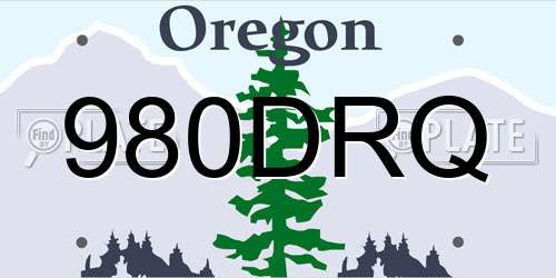 980DRQ Oregon License Plate