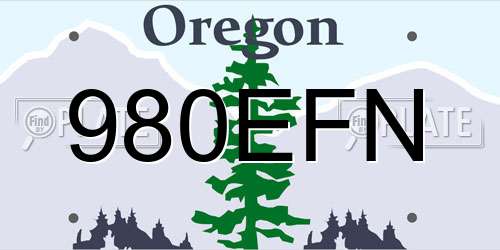 980EFN Oregon License Plate
