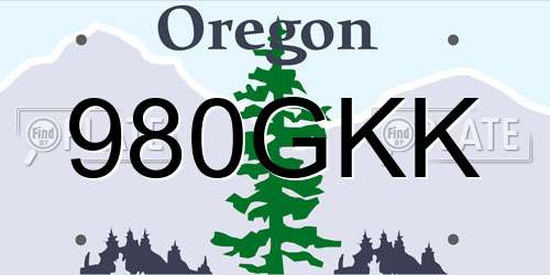 980GKK Oregon License Plate