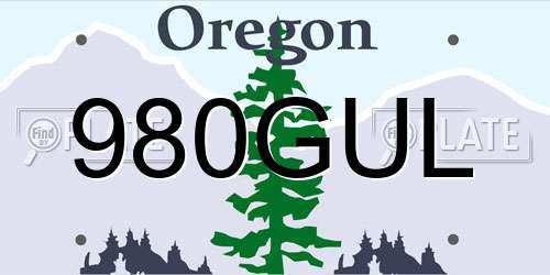 980GUL Oregon License Plate